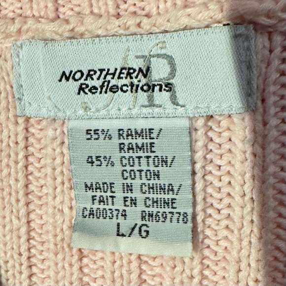 Vintage Northern Reflections Light Pink Sweater Bell Sleeves sz L Cotton/Ramie - Picture 4 of 5